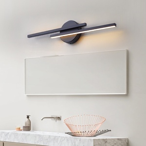 Miroir <span class=keywords><strong>de</strong></span> <span class=keywords><strong>salle</strong></span> <span class=keywords><strong>de</strong></span> <span class=keywords><strong>bain</strong></span> LED mural au <span class=keywords><strong>design</strong></span> moderne et épuré, avec double barre, étanche, anti-buée, commande par bouton, sans perçage - Product Image 2