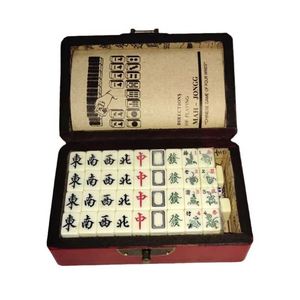 Jeu de Mahjong américain miniature en mélamine premium de 20 mm, 166 tuiles, jeu complet avec boîte en cuir vintage et manuel pour soirée de jeu en famille - Product Image 3