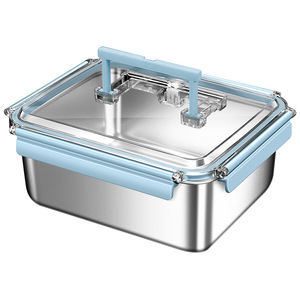 กล่องเก็บอาหารสแตนเลส 316L ทรงสี่เหลี่ยมพร้อมฝาปิด ใช้กับตู้เย็นได้ เหมาะสำหรับการเดินทาง - Product Image 2