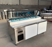 Table de préparation réfrigérée commerciale avec refroidissement par air pour la préparation de pizzas et de salades, modèle de comptoir