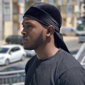 Hip-Hop Hommes Designer Personnalisé Durags Logo Cheveux Du Rag Velours Chapeau Ethnique Bandanas Vendeur pour Hommes - Product Image 1