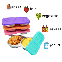 Récipients à collation en acier inoxydable avec couvercles en silicone Petits récipients de stockage des aliments réutilisables Couvercles en silicone Boîte à lunch Bols