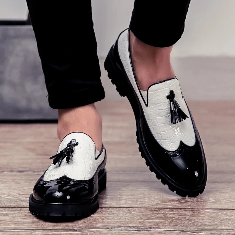 light pink black tie dress Calum Black/White/Red Leather Penny Loafers - Leather