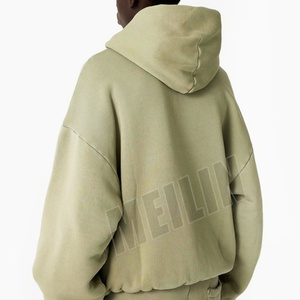 Sweat-shirts personnalisés pour hommes, de haute qualité, épais, avec impression en relief, chauds pour l'hiver, unis, coupe oversize, à épaules tombantes - Product Image 2