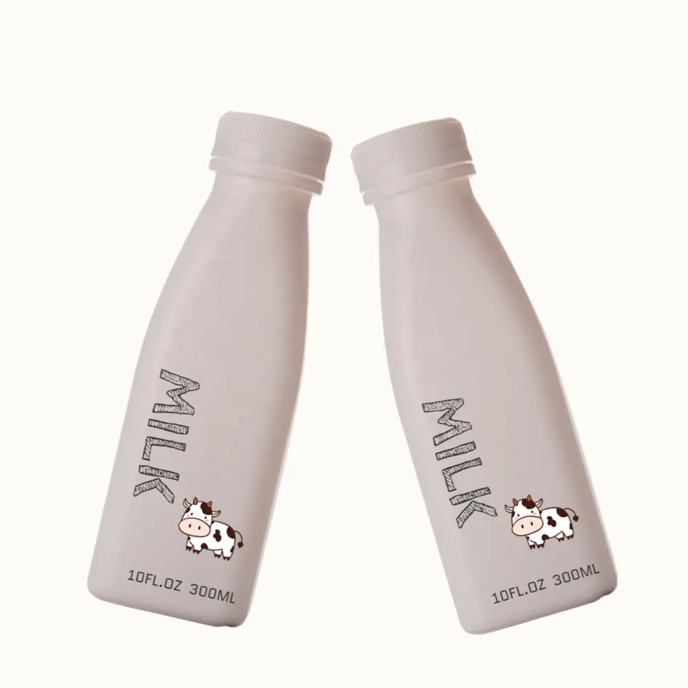 Bottiglia di imballaggio sigillata per latte di forma quadrata per colazione in HDPE da 300ml