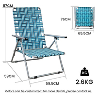 Chaise de plage de mobilier d'extérieur portable moderne pour le camping, la pêche, cadre en fer léger pliable, conception durable pour
