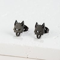 Boucles d'oreilles clous personnalisées en acier inoxydable Shuangshuo, motif tête de loup, bijoux punk au design animalier, vente en gros