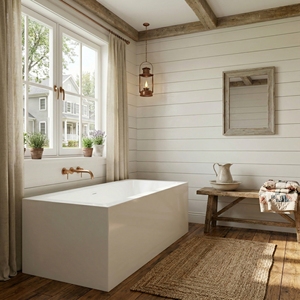 Baignoire autoportante au design sculptural et courbé, idéale pour les salles de bain d'hôtels et de complexes hôteliers, style moderne, contemporain et élégant. - Product Image 3
