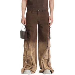 Pantalon cargo dégradé unisexe à jambes larges, style décontracté, multi-poches, avec logo personnalisé, prix de gros - Product Image 1