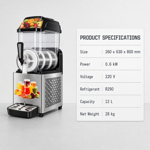 Máquina de Granizados Comercial de 12L con un Solo Tanque, 220V 600W, Dispensador de Bebidas Congeladas para Cafetería, Restaurante, Tienda de Conveniencia - Product Image 2