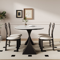 Table à manger en ardoise de style français vintage, minimaliste, luxe léger, style Wabi-Sabi, simple, rectangulaire, avec structure en acier au carbone, pour restaurant
