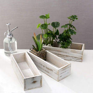 Fioriera in Legno Economica Stile Antico con Logo Personalizzato, Vaso <span class=keywords><strong>da</strong></span> Scrivania per Piante Verdi, Contenitore <span class=keywords><strong>da</strong></span> <span class=keywords><strong>Giardino</strong></span> in Legno Shabby Chic - Product Image 2