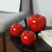 Ornement Créatif Pomme en Céramique Rouge pour la Maison, Décoration de Table Basse de Salon, Décoration de Meuble, Décoration Fruitée