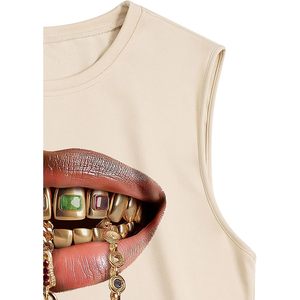 FOXA Men's Lip Graphic Tank Top Sleeveless Crew Neck Digital Print Streetwear Summer Shirts - Product Image 4