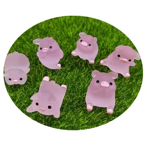 New Fashion 100Pcs Lovely Pink Pig Baby Figurines Kawaii Cartoon Pig Animal Crafts For Home Phone Case Decoration Supplier