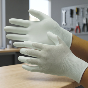 Gants antistatiques conducteurs en nylon et PU pour paume et doigts, conformes ESD, résistance 10e7-9 Ohm, marque SI, modèle SI-719 - Product Image 3