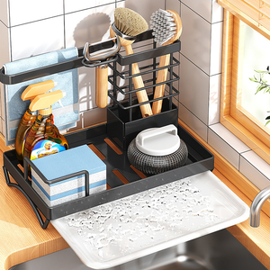 Organizer per Caddy da cucina per uso domestico cestello di scarico con supporto per spugna di sapone per lavello sospeso con vaschetta di scarico - Product Image 4