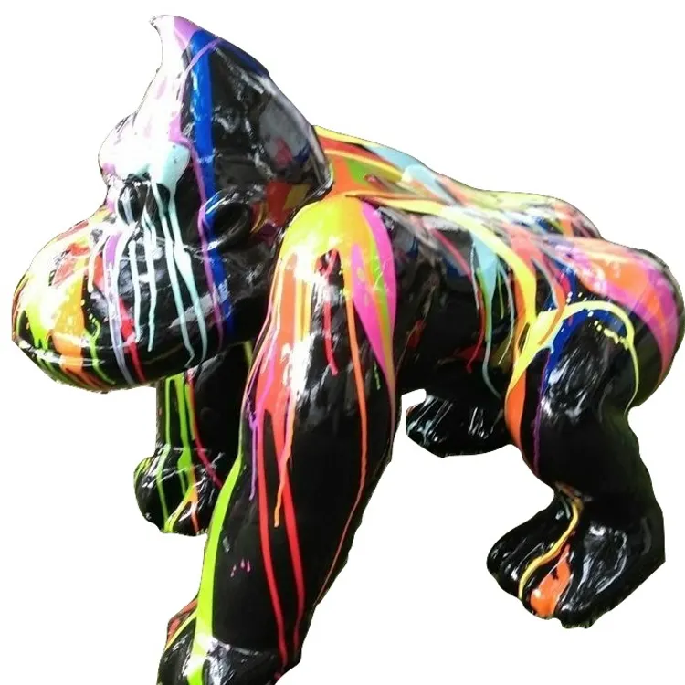 Angepasst Moderne Skulptur Farbe malerei Tier harz donkey kong gorille skulptur