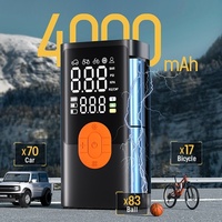 Car Motorcycle Bike Ball ABS Emergency Light Portable Electric Tire Inflator Pump 12V 150PSI Wireless Digital Display Air