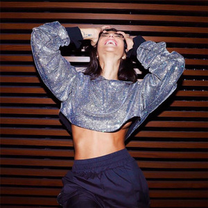 Hoodies personnalisés pour femmes mode brillant lâche tops pull streetwear sweats capuches - Product Image 3