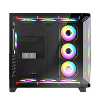 AntarcChill Custom Curved Tempered Glass Front Panel Black ATX Gaming Case Pc Cabinet Computer Cases Towers for Gaming Pc