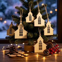 10 Stück Holz-Kirchenornamente im Gotischen Stil, Lasergeschnitten, Hängedekoration für Weihnachten, Neujahr, Hochzeit, Saisonale Feiern und Heimdekoration