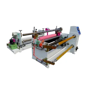 Automatic adhesive tape slitting and rewinding machine with laminating/paper slitter and rewinder with lamination