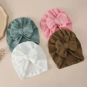 Chapéu turbante da criança, bandana para bebês recém-nascidos, meninas e meninos, cor sólida