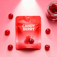 Sachet d'emballage de bonbons personnalisé avec logo, à fermeture éclair refermable et trou de suspension, vente chaude