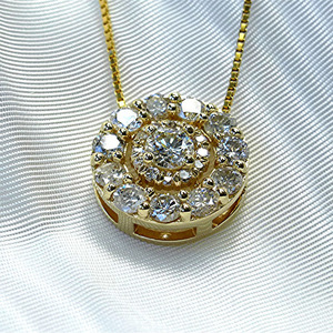 Collana con ciondolo rotondo in zircone per donna, gioiello alla moda con catena a maglia per la clavicola - Product Image 3