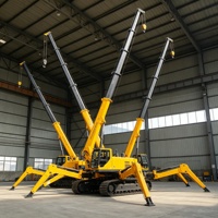 Grue araignée flexible avec benne, rotation hydraulique et transport sécurisé de matériaux pour les chantiers de construction