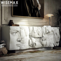 WISEMAX Mobilier d'art contemporain muebles de sala salon couloir bois blanc sculptureal console table rangement cabinet