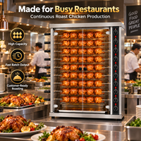 Four à rôtir commercial à 9 broches pour poulet, gaz ou électrique, en acier inoxydable, pour restaurants à fort volume de production