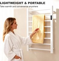 Porte-serviettes chauffant pour salle de bain, chauffe-serviettes mural, chauffe-serviettes avec écran LED, porte-serviettes avec 8 barres, blanc