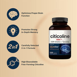 Cápsulas de Citicolina <span class=keywords><strong>CDP</strong></span> de 500 mg, Suplemento Nootrópico para Mejorar la Función Cognitiva y la Memoria en Adultos, OEM - Product Image 5