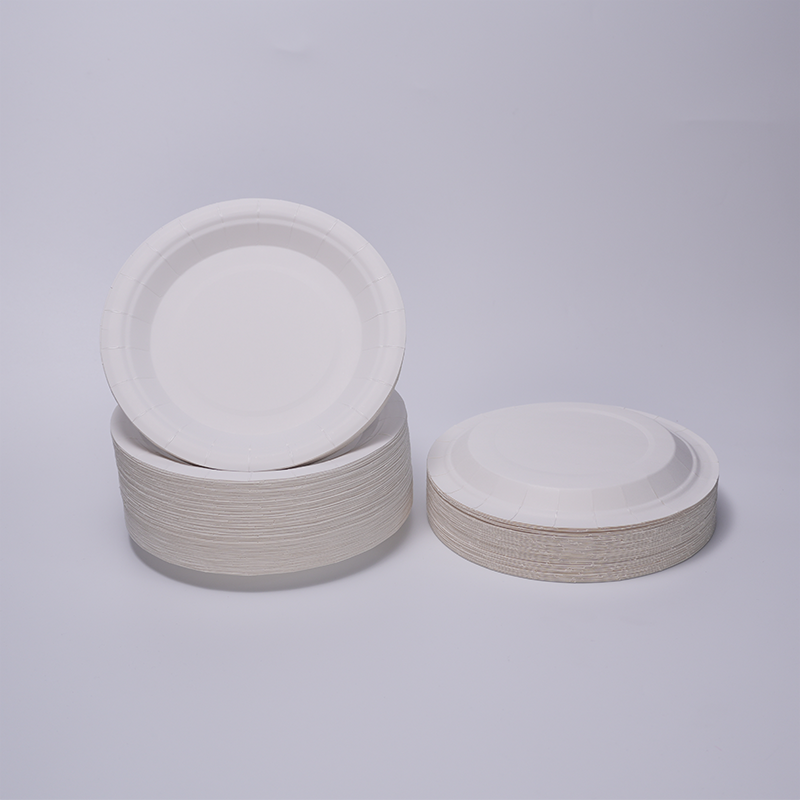 Disposable 7-inch round plates and round paper bowls, food-grade, party paper tableware for birthday cake plates.