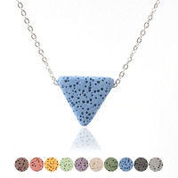 Nouvelle aromathérapie pierre de roche volcanique chaîne en acier inoxydable bijoux coloré Triangle pierre de lave huile essentielle diffuseur collier
