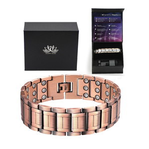3X Bracelet en <span class=keywords><strong>cuivre</strong></span> magnétique Ultra résistant pour hommes, aimants N52 3500 Gauss, ensemble d'emballage cadeau, usine - Product Image 1