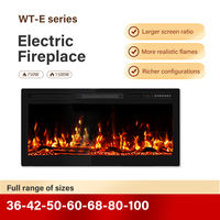 Cheminée électrique LED fine de 80 pouces avec chauffage, contrôle par application, murale ou encastrée, décorative