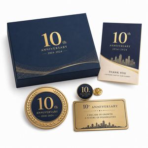 Set de Aniversario Corporativo con Logotipo Personalizado, que Incluye Moneda Conmemorativa, Pin de Solapa, Placa de Metal y Caja de Regalo Premium - Product Image 1
