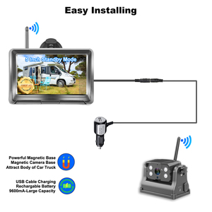 IPoster dijital kablosuz geri görüş kamerası akülü manyetik taban ile 5 inç bölünmüş <span class=keywords><strong>2</strong></span> ekran araba monitör hiçbir zarar yükleme - Product Image 6