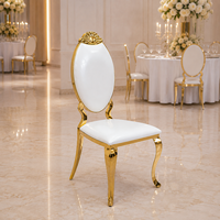 Chaise de banquet de luxe en acier inoxydable doré, dossier ovale sculpté, pour mariage, salle à manger, événements, location, hôtel