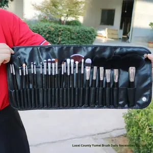 Ensemble de pinceaux à maquillage en poils d'animaux Ms.miau, recommandé par l'école de maquillage professionnelle, manche en bois, forme angulaire, super badger, 24 pièces - Product Image 2