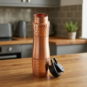 Botella de agua desechable de cobre sublimada, taza de viaje martillada con tapa de rosca, vaso para bebidas frías, regalo para oficina, hogar, camping, hogar indio - Product Image 1