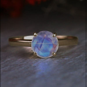 แหวนพลอยมูนสโตนสีเงินสเตอร์ลิงทำด้วยมืองานหมั้นหมายทอง18K งานหมั้นงานแต่งงานแหวนเงินแท้สำหรับ925 - Product Image 1