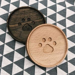 Sous-verres en bois naturels créatifs en forme de petite patte d'ours, résistants à la chaleur, pour verres à vin, tasses à café et thé, vente en gros - Product Image 2
