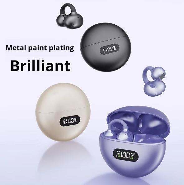 LED Digital Display Gaming TWS Bone Conduction Ear Clip BT 5.4 Wireless Headphones Noise Cancelling Long Battery Life Q71