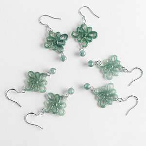 Natural <b>emerald</b> blue water Chinese knot earrings, S925 silver set with ice-grade jadeite earrings for women, pendant earrings - Product Image 3