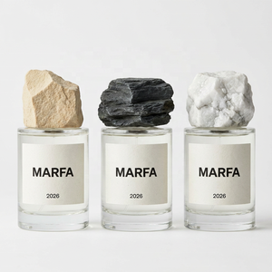 Botella de <span class=keywords><strong>Perfume</strong></span> de Lujo de 100 ml, Estilo Minimalista Desértico, Personalizada, de Cemento Compuesto Texturizado, Reciclable, con Tapa de Piedra Natural - Product Image 1