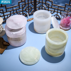 Naturale in marmo onice portacandele in pietra aromaterapia profumata barattolo di candela rotondo con coperchio festa di nozze per la casa al coperto - Product Image 3